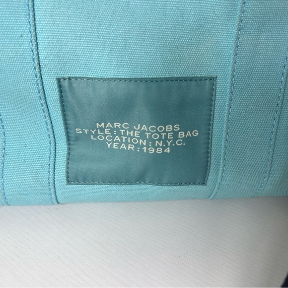 Marc Jacobs “The Tote Bag” Small Canvas Tote Blue Crossbody Bag Adjustable Strap - Picture 13 of 16